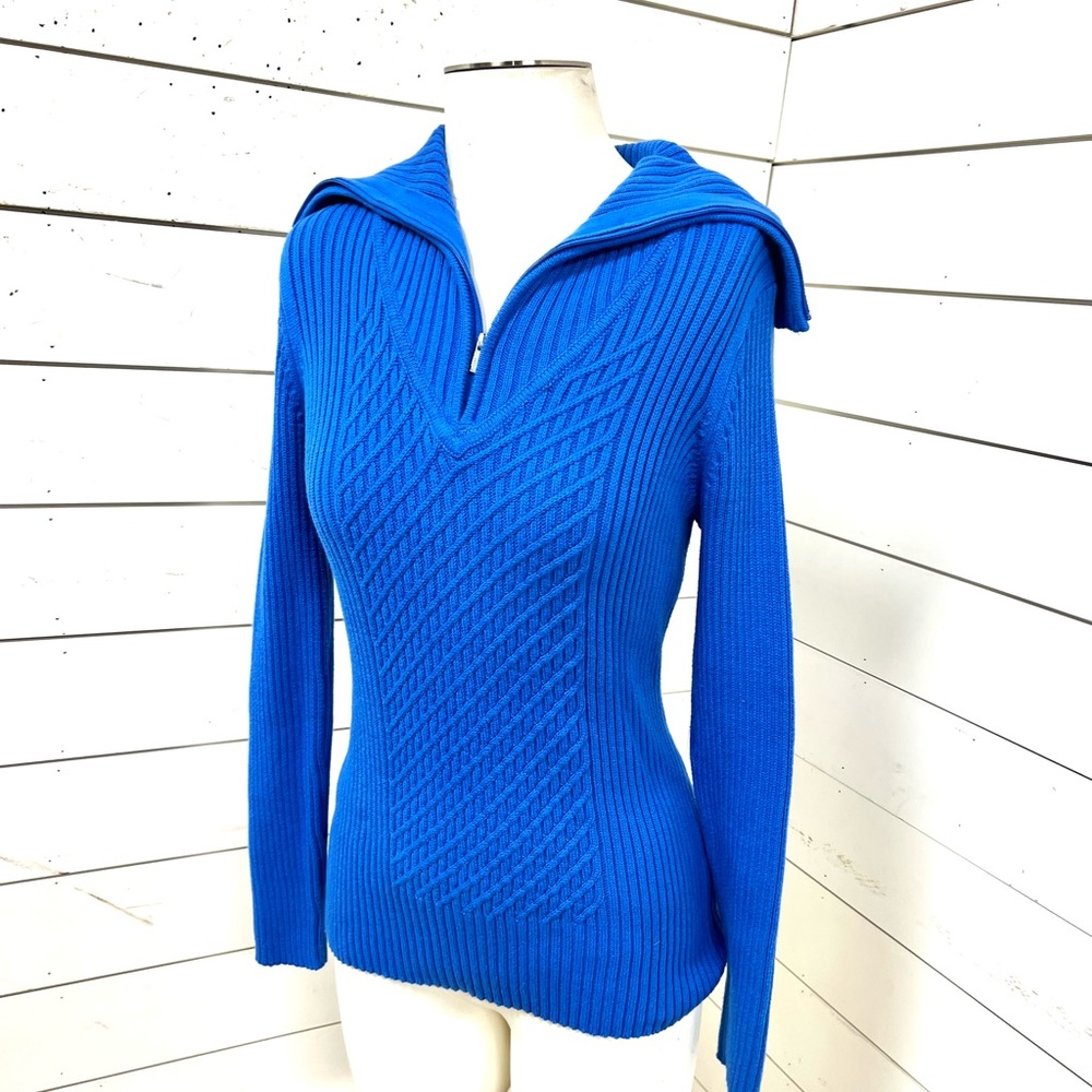 Liz Claiborne sweater blue zip small cotton